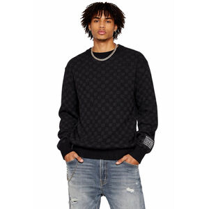 Ksubi Box Knit Crew Sweater Mens L Washed Black Logo NWT